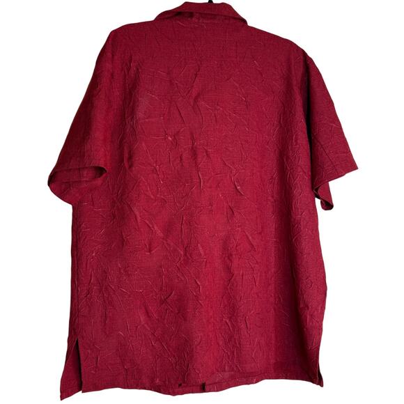 Bosco Uomo Shirt Men Large Red Textured Short Sleeve Button Up Vintage 70s 80s - Picture 2 of 13